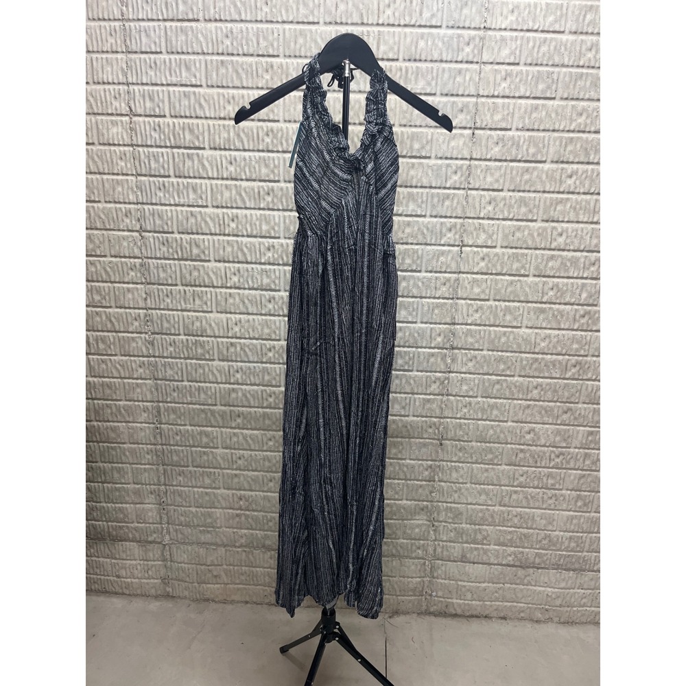 Cupshe Black White Chevron Ruffle Halter Maxi Dress Open‎ Back CAA05A2C006AB XS